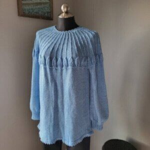 Handmade knit Sweater Blue Sz L-XL